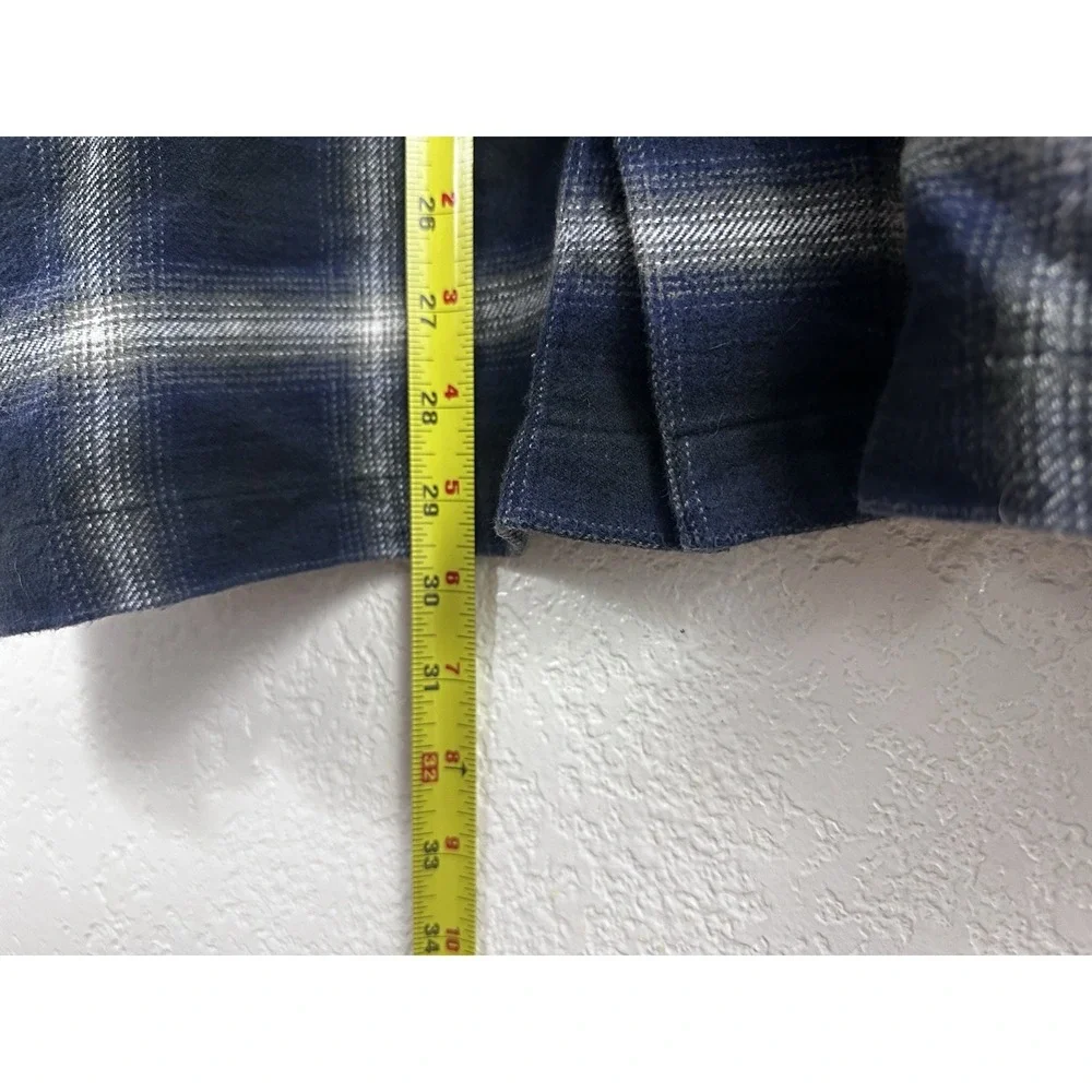 Banana Republic Men's Plaid Wool Blend Overshirt Jacket Blue Gray Size Large